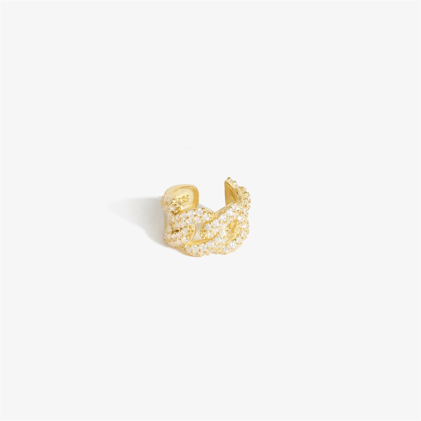 Chain Mini Taş Detaylı Gold Kıkırdak Küpe